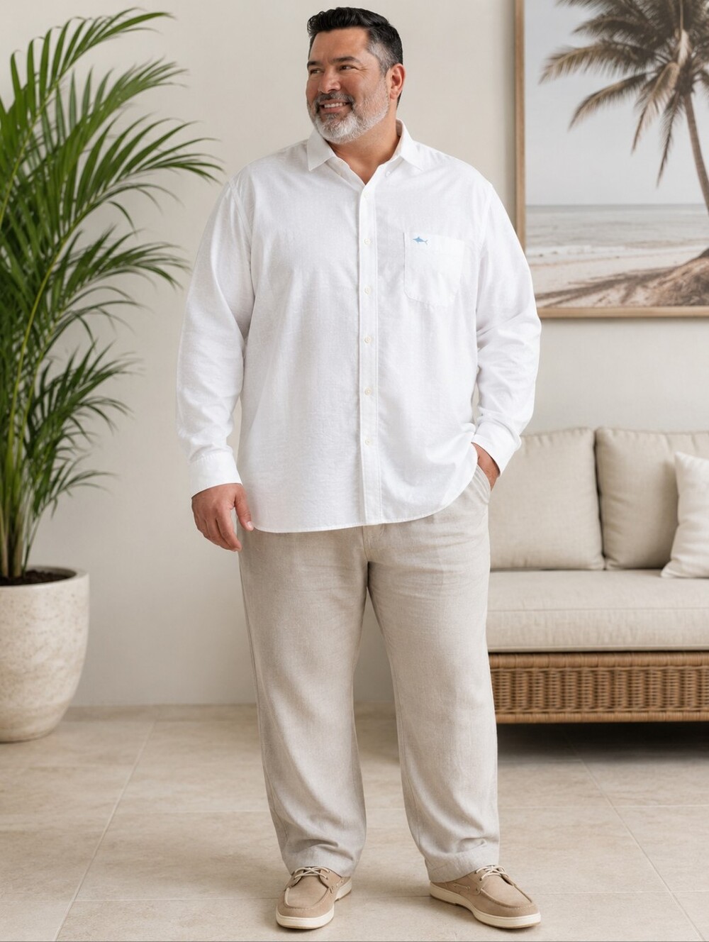 Tommy Bahama Sarasota men’s long-sleeve button-down shirt in white, size xxl